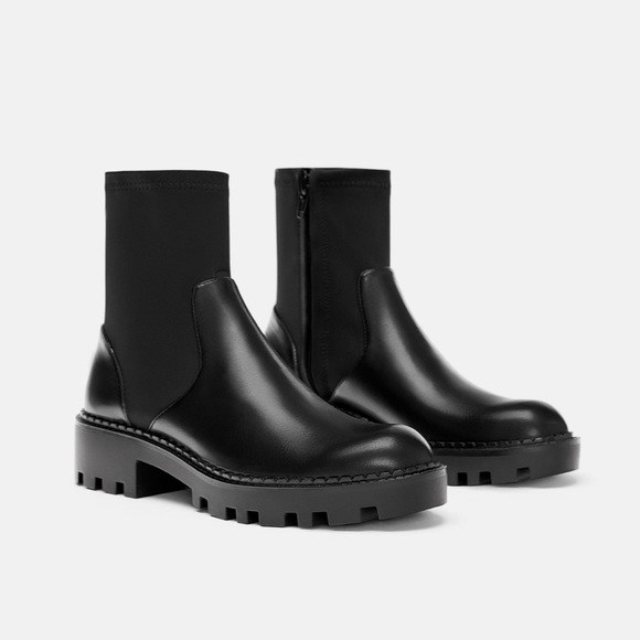 zara elasticated flat ankle boots